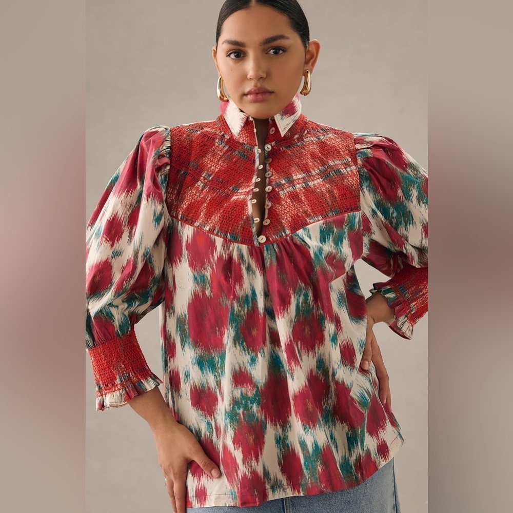 NWT Hope for Flowers by Tracy Reese Smocked Shirt by Anthropologie - Picture 5 of 6